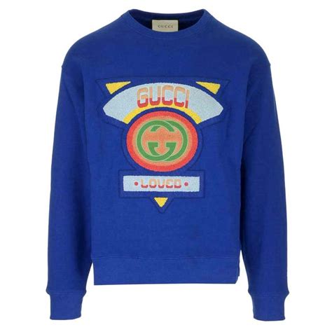 gucci sweatshirt 80s patch|Cotton jersey sweatshirt with patch in blue .